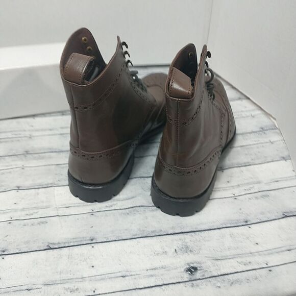 Anthony Veer Mens Grant Wingtip Leather Dress Boot Dark Brown SZ 11 - Picture 6 of 9